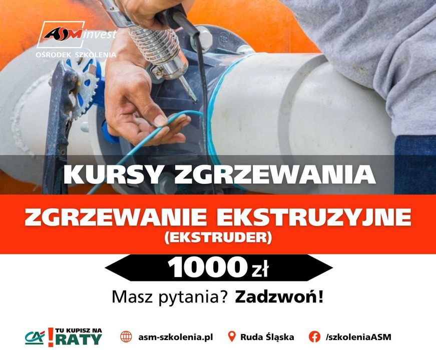 Kurs zgrzewania ekstruzyjnego ekstruder PE/PP spajanie spawanie rur
