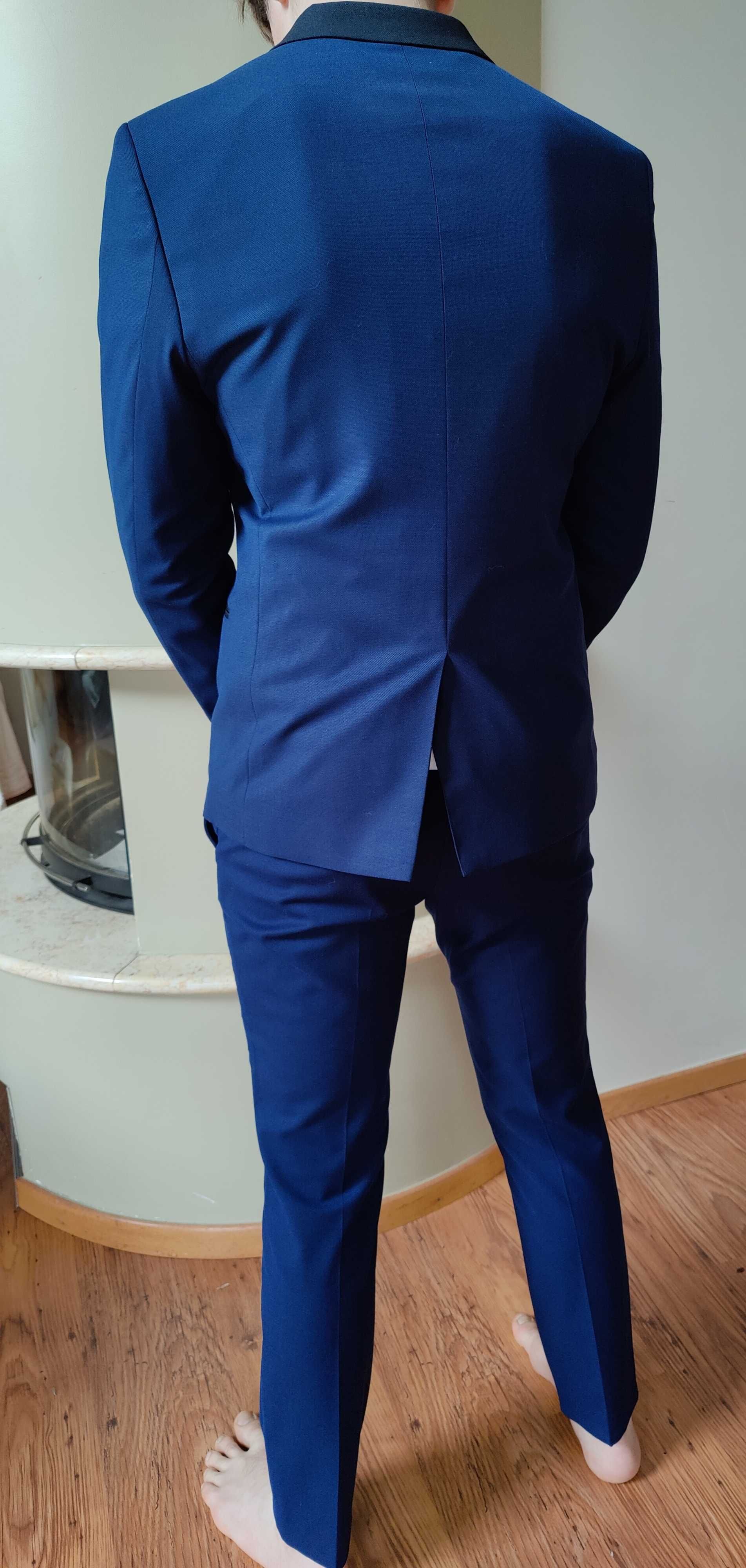 Niebieski męski garnitur Giacomo Conti, marynarka super slim + spodnie