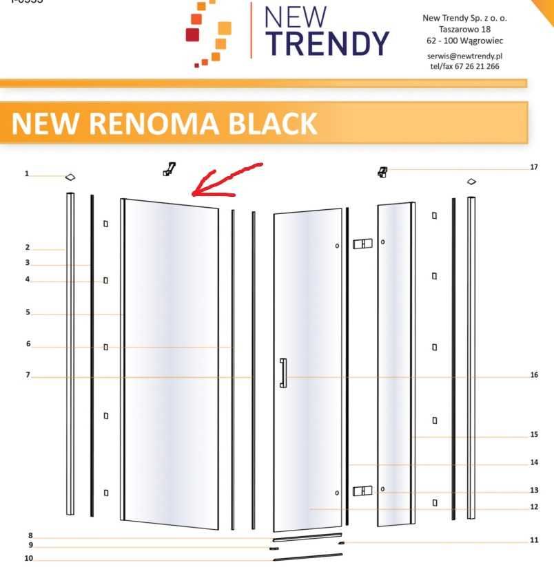 kabina prysznicowa New Renoma Black 90x195  6mm Active shield Łódź