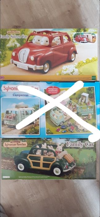 Sylwanian families зелёная машина ,,красная  с багажником и гриле.
