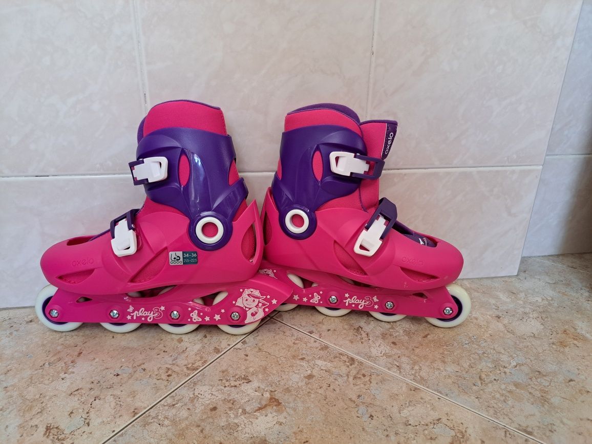 Patins em linha play 3 rosa 34-36