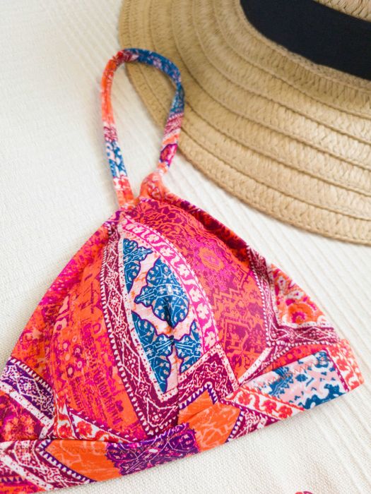 Piękne bikini boho czerwone pomarańczowe strój kąpielowy kolorowe