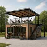 Na sprzedaż lokal modułowy pod restaurację – 42 m² z tarasem na module