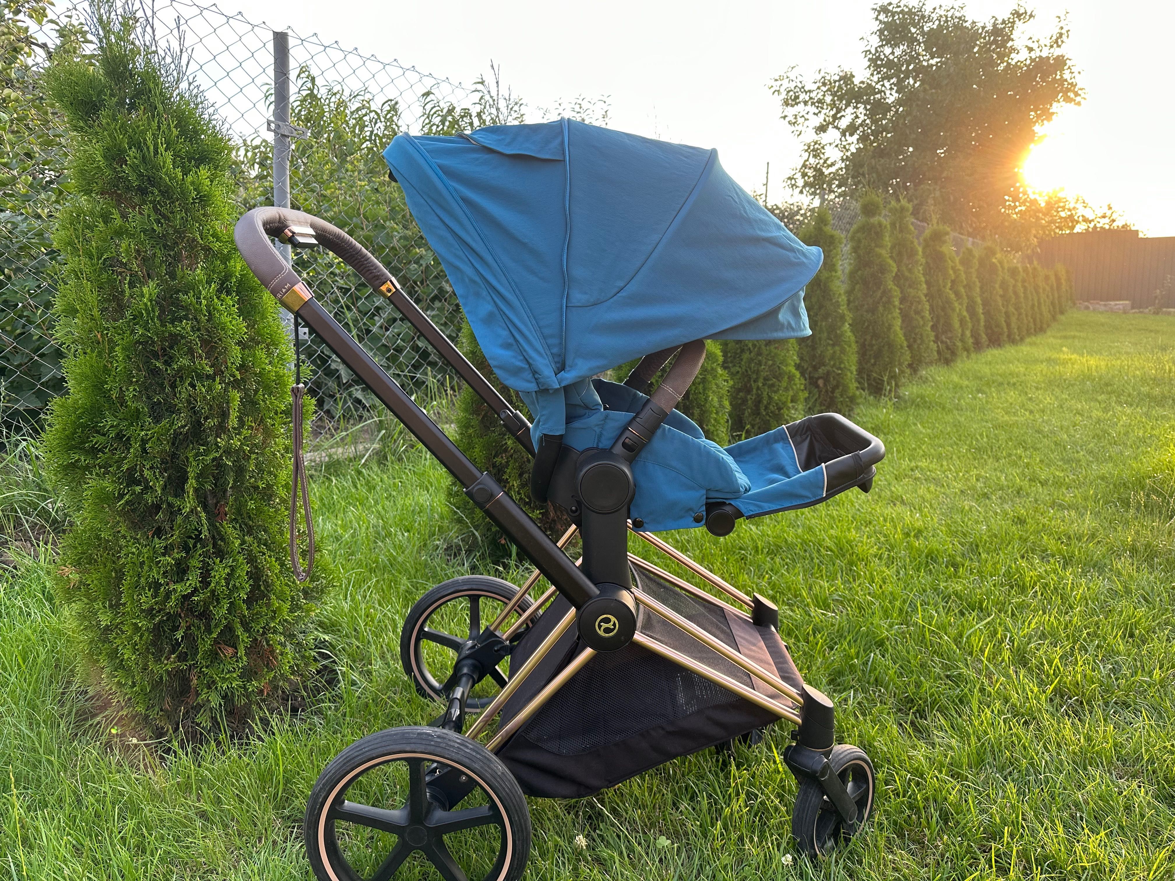 Коляска Cybex Priam 3 в 1 - Mountain Blue (шасси Rose Gold)