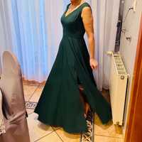 Zielona długa sukienka sylwester studniówka wesele