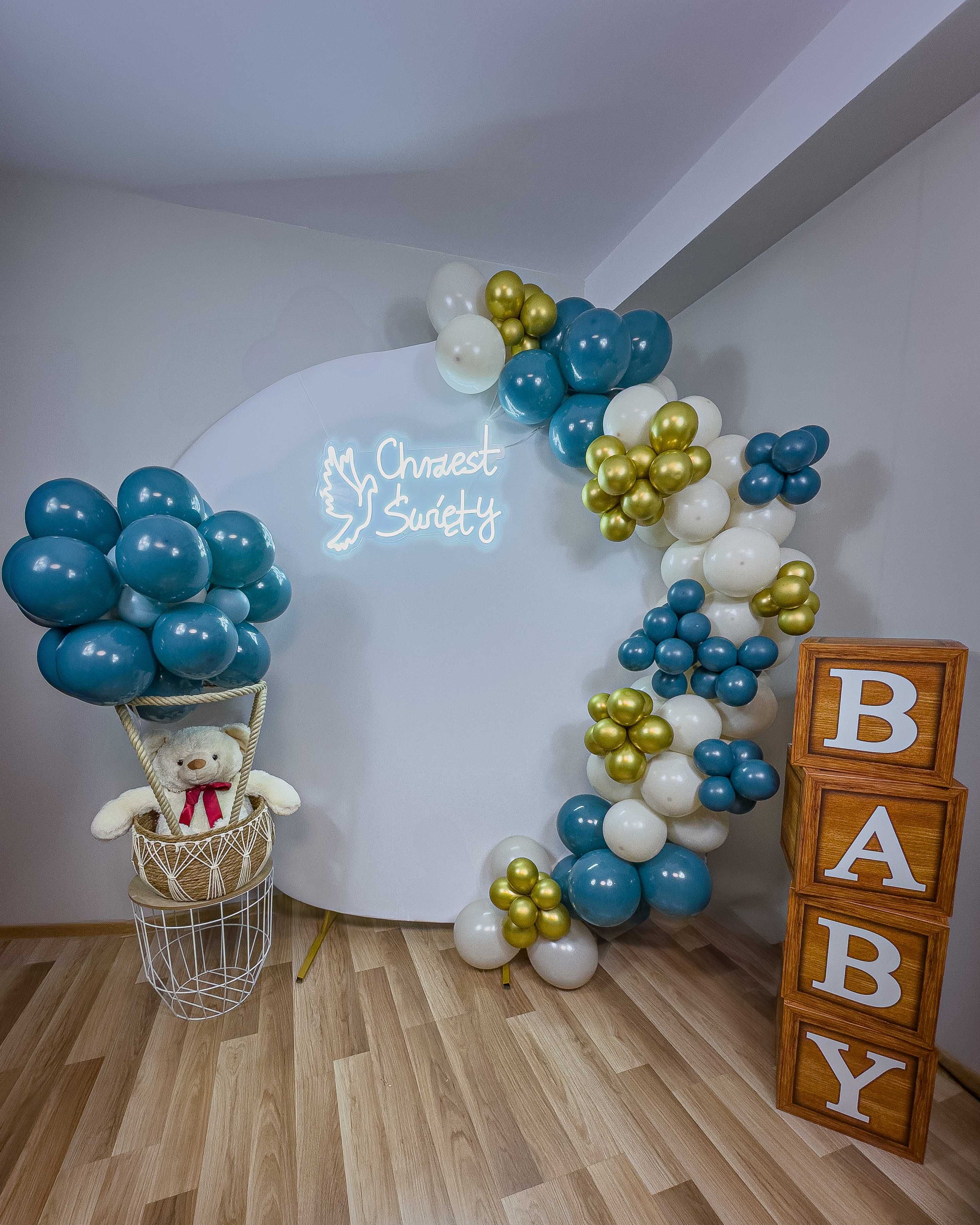 I Komunia Święta Ścianka Dekoracja Balonowa Balony IHS Komunijne NEON