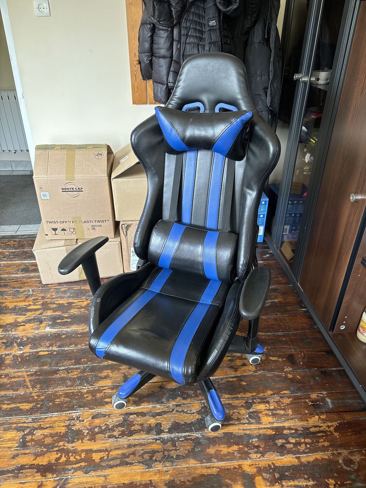 Fotel gamingowe niebiesko czarny, regulowany