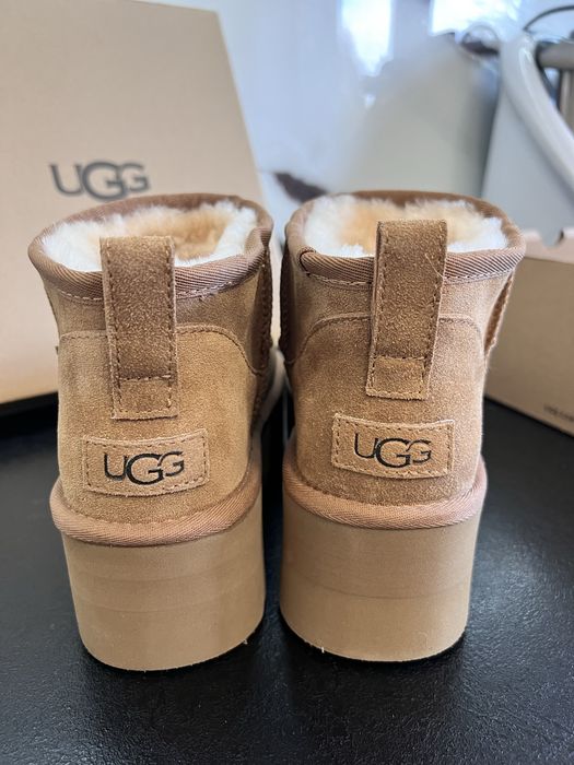 UGG ankle boot platform śniegowce buty brown