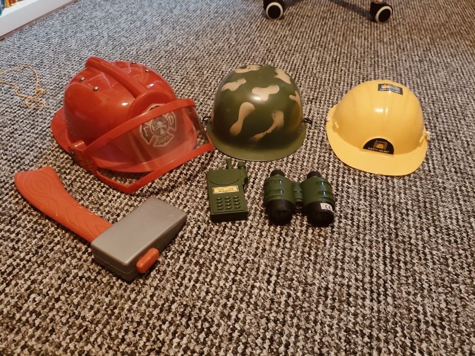 Zestaw kasków wojskowy strażak budowlaniec