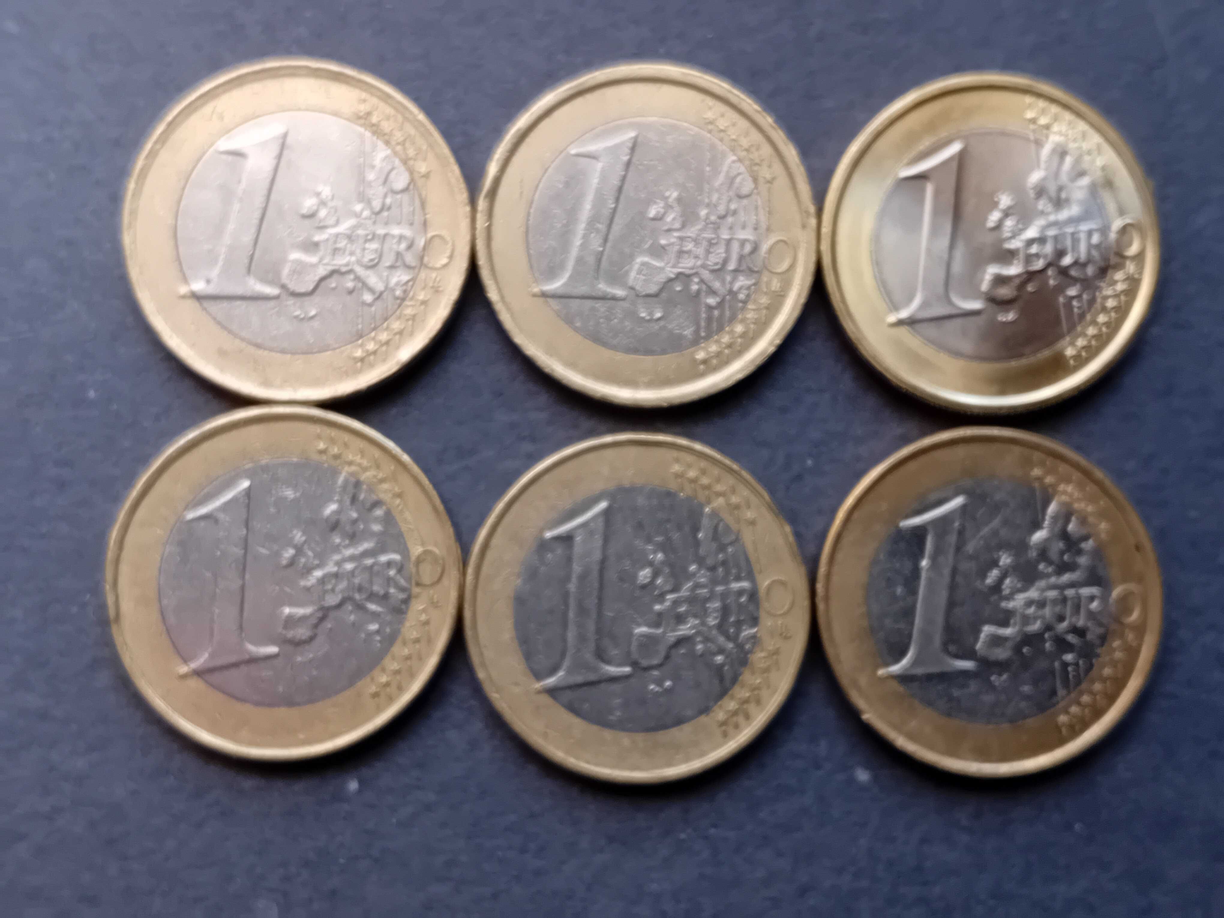 6  moedas de 1€ raras de diversos paises raras, ver descrição