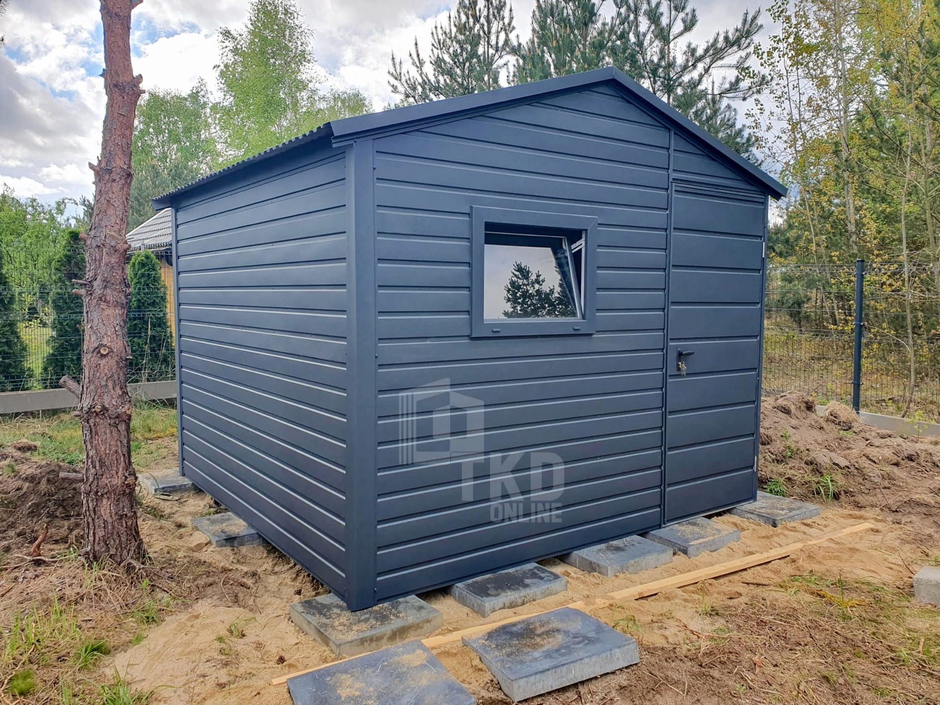 Schowek - Domek Ogrodowy 3X3M Okno Pcv- Drzwi - Antracyt  Tkd228