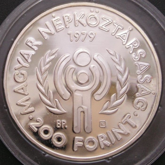 Węgry 200 forintów 1979 - srebro - Rok Dzieci - stan menniczy -