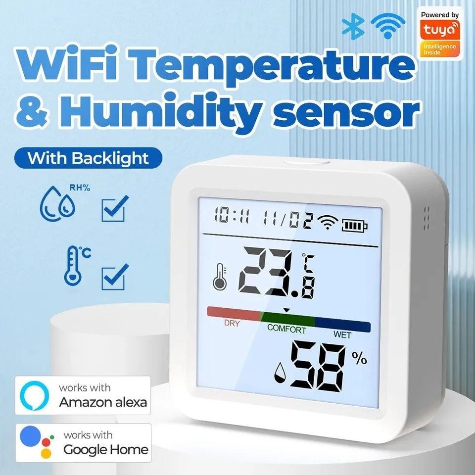WI FI умный датчик климата температуры и влажности с экраном