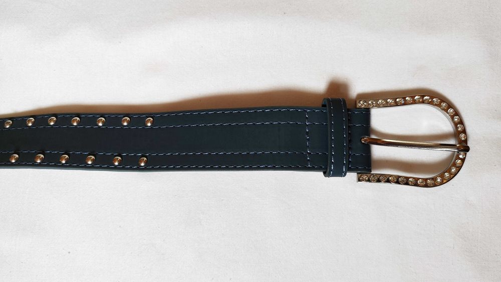 Skórzany Pasek Damski - Szer 4 cm, Dł 110 cm - Niebieski. Nowy