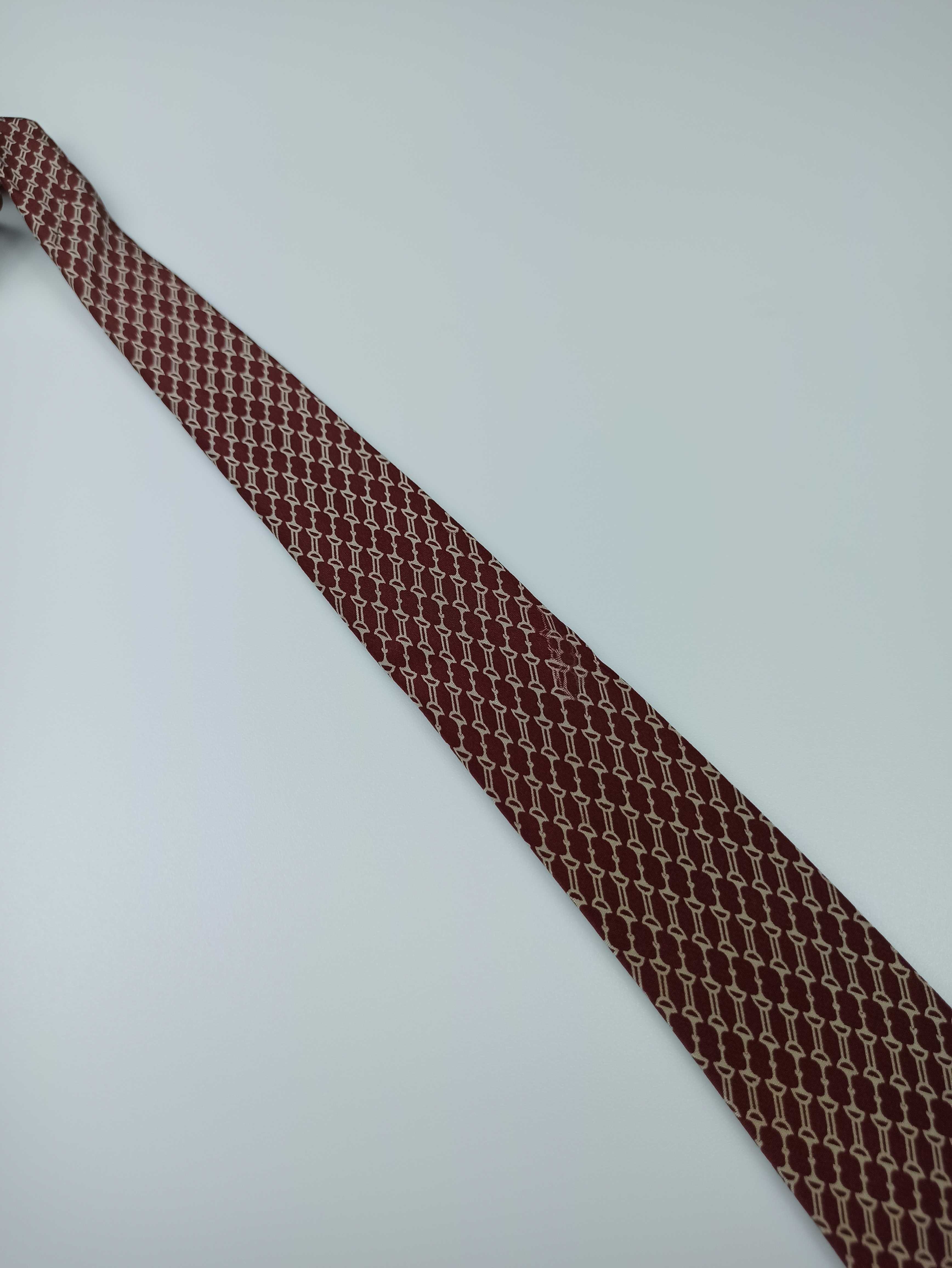 Celine Paris czerwony bordowy jedwabny krawat q23