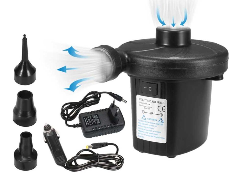 ELEKTRYCZNA POMPKA Piłki Roweru Materac Basenu 12V/230V + 3x KOŃCÓWKI