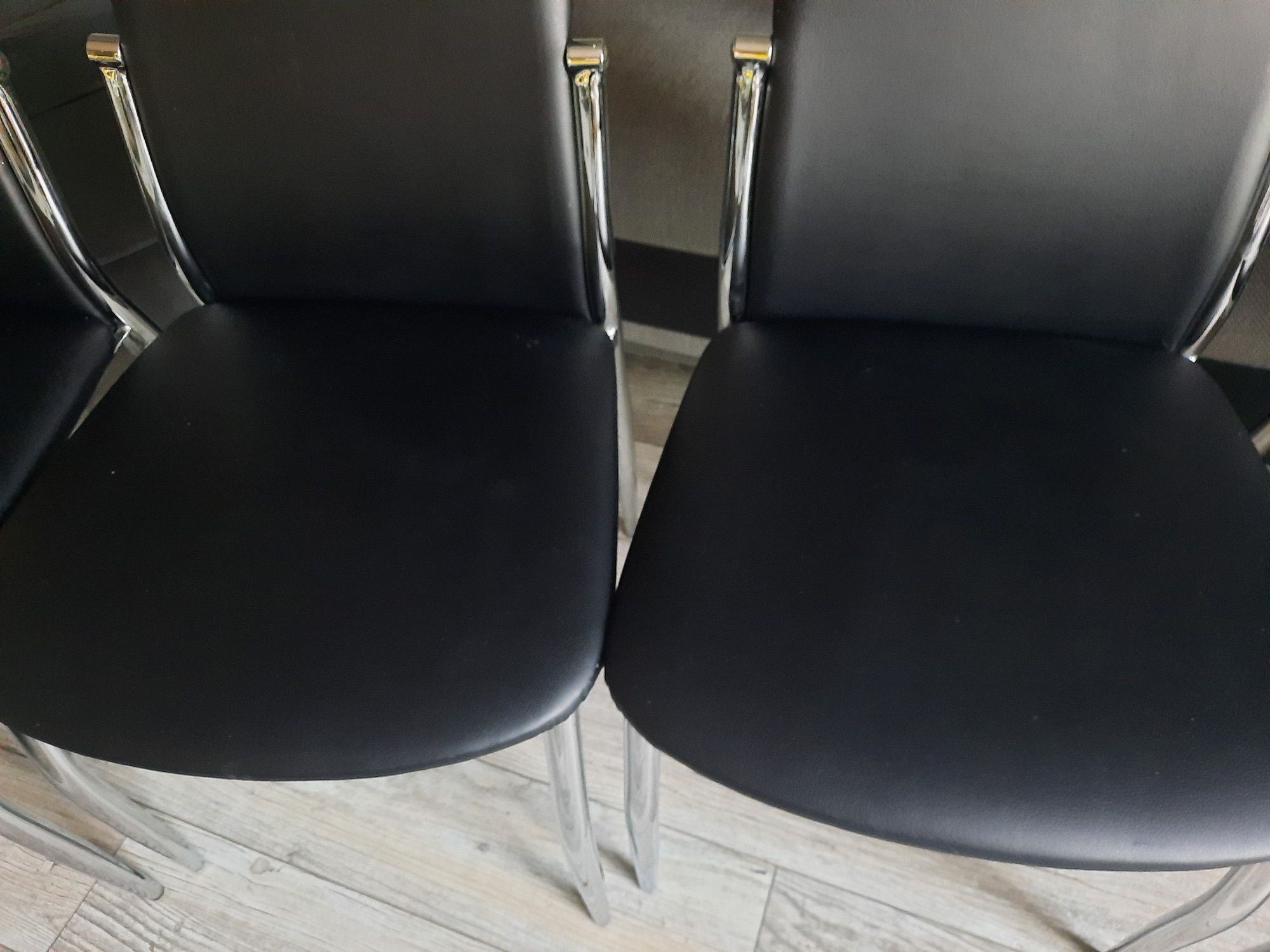 4xKrzesło krzesła ekoskóra czarne nowoczesne industrialny srebrne nogi