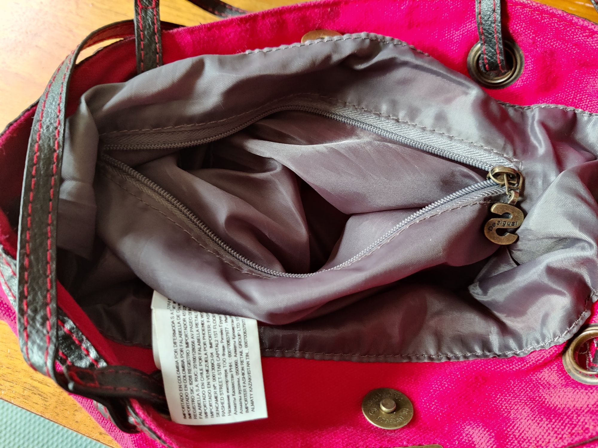 Saco vermelho, mala, de algodão, Desigual