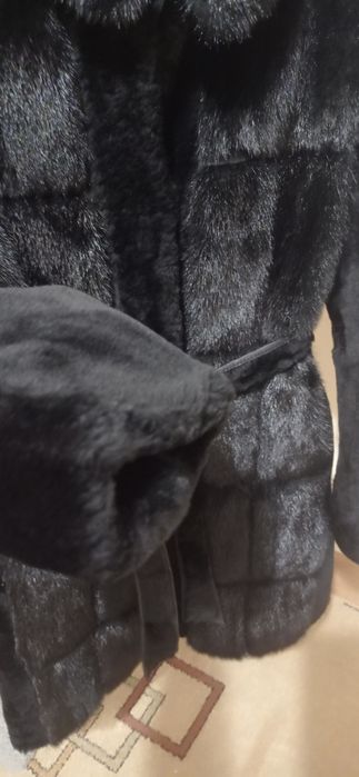 Шуба из натурального меха норки и мутона