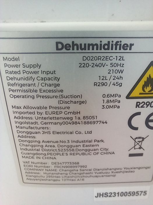 Desumidificador 12 ltr/dia