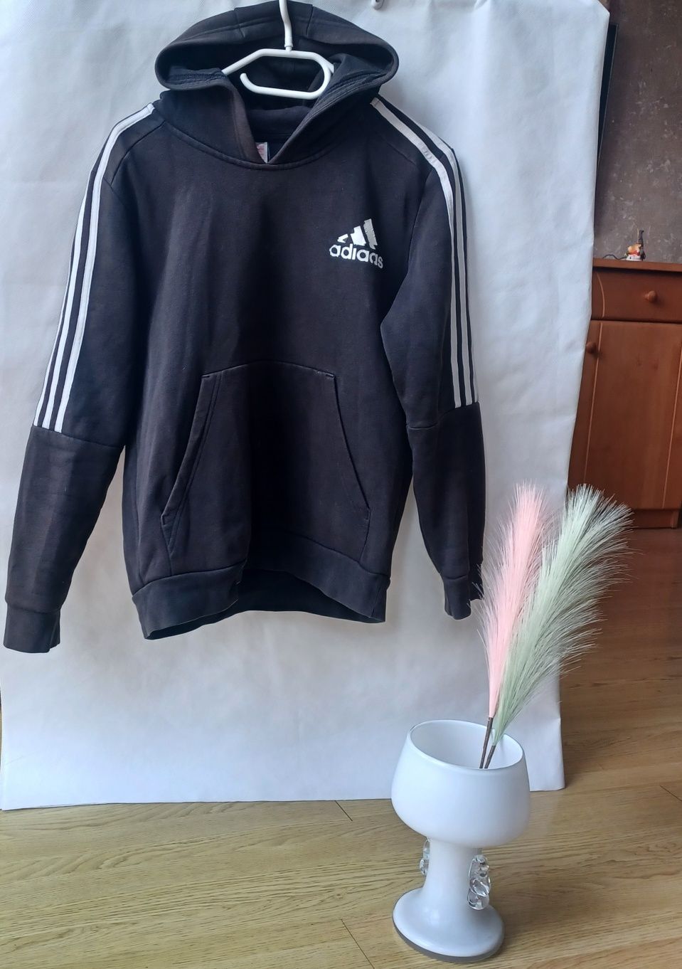 Adidas Originals bluza czarna trzy białe paski chłopięca 164cm 13 14 l