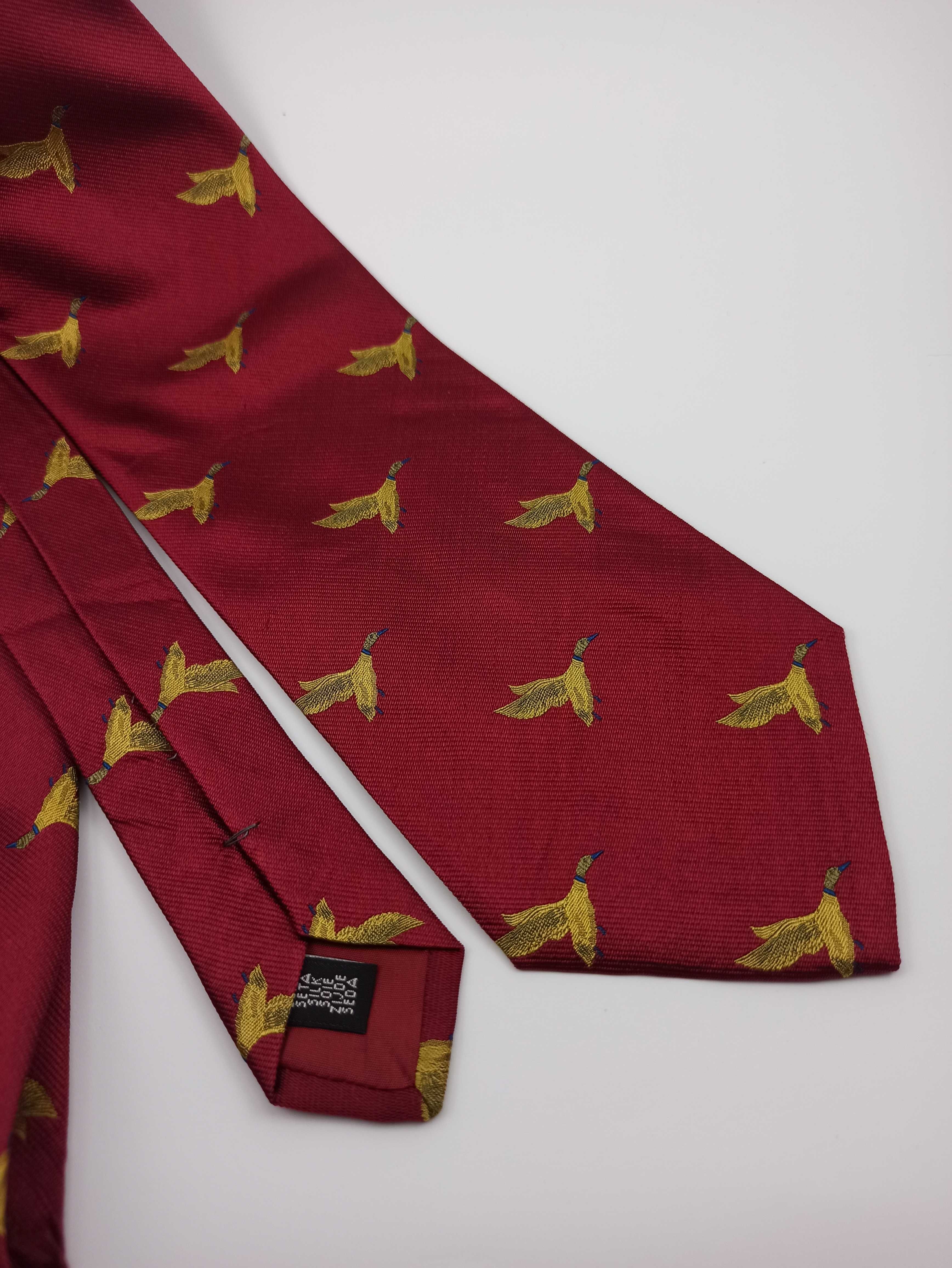 Włoski jedwabny krawat myśliwski kaczki ptaki