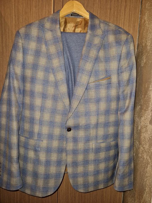 Garnitur męski krata Giacomo Conti niebieski 176 Uberto kratka M