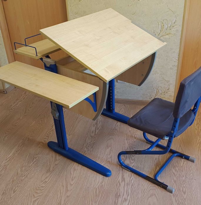 Дитяча парта, стіл письмовий, змінна висота та нахіл , + стілець