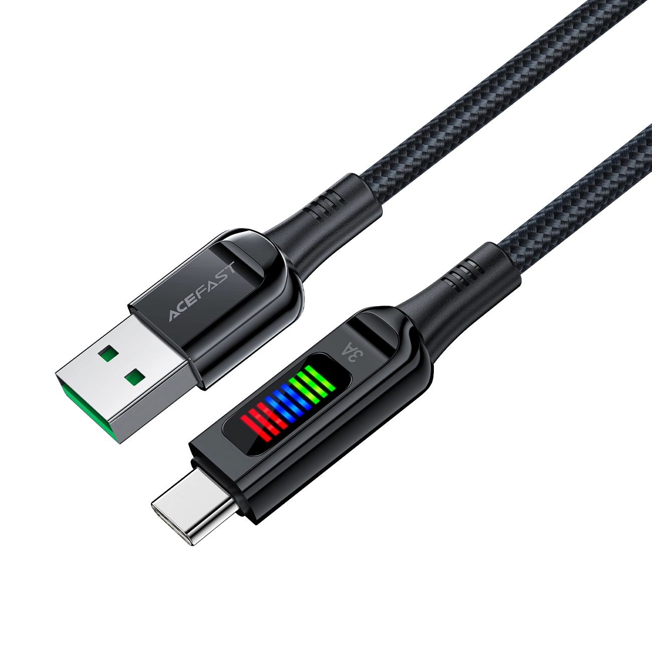 Kabel Acefast C7-04 USB-A USB-C 60W 1.2m z wyświetlaczem - czarny