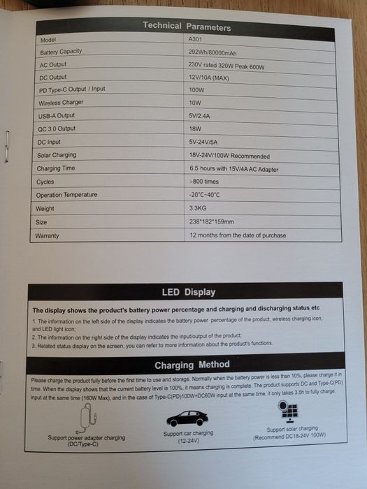 Stacja ładująca/ Powerbank Flashfish A301 80.000mAh 320W