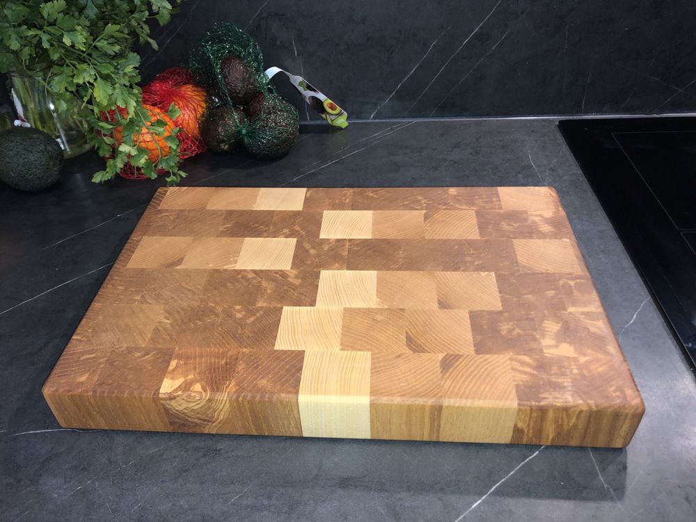 Gruba deska do krojenia kuchenna sztorcowa drewniana jesion