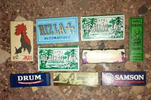 9 pacotes papel para enrolar cigarro - diversas marcas antigas
