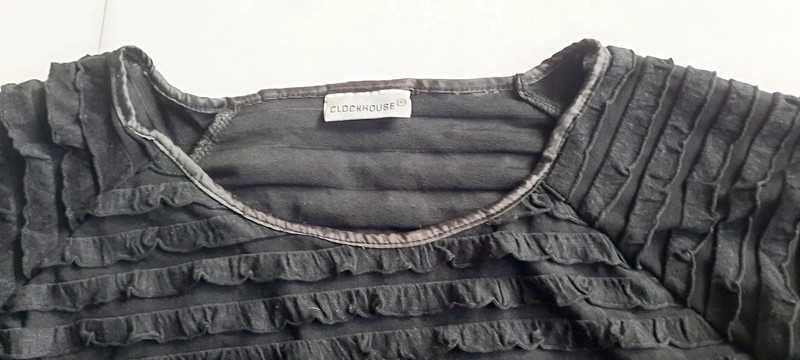 BEZ WAD Czarna sukienka przed kolano falbanki clockhouse M/38 #888