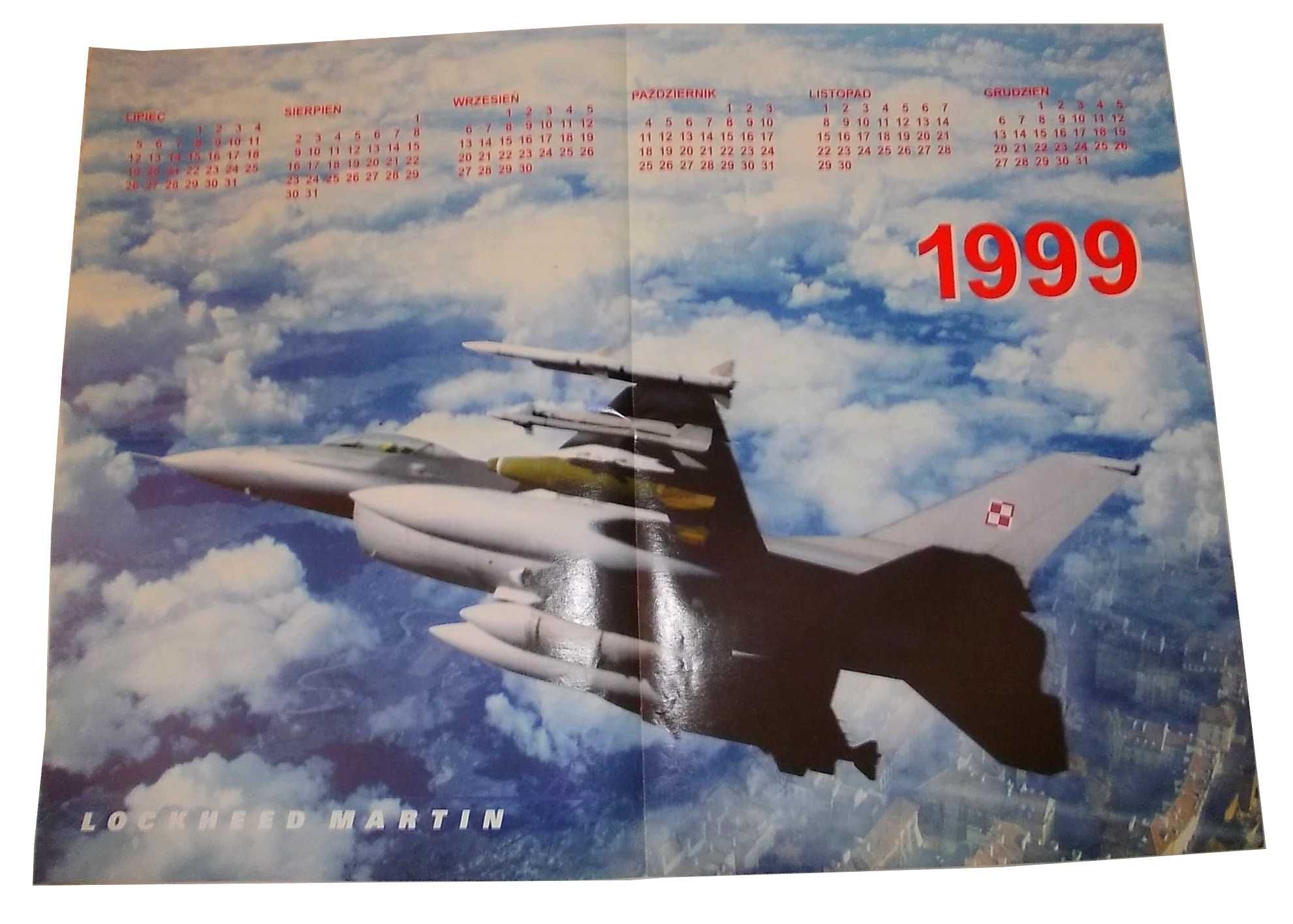 Plakat dwustronny - samolot F16 (Lockheed Martin) - (39x53cm) - 1999r.