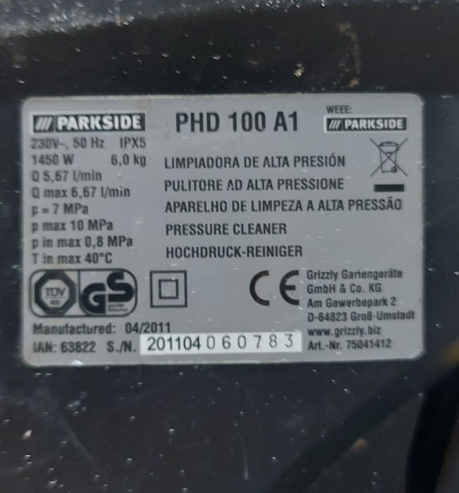 Máquina lavar pressão Parkside