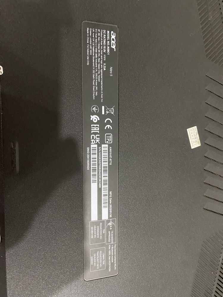Игровой Nitro 5 экран 2.5к 165гц RTX 3050 ti Core i5-11400, 512gb