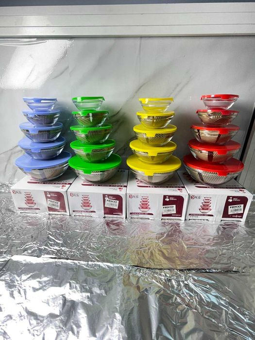 Edenberg FRU-432 Набор из 5 круглых, стеклянных судочков