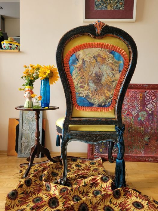 Zabytkowe luksusowe кrzesło Marilyn Monroe i Van Gogh dzieło sztuki
