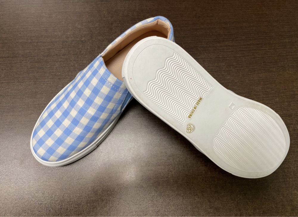 Sapatilhas loafers sem atacadores lanidor azul e branco quadrados