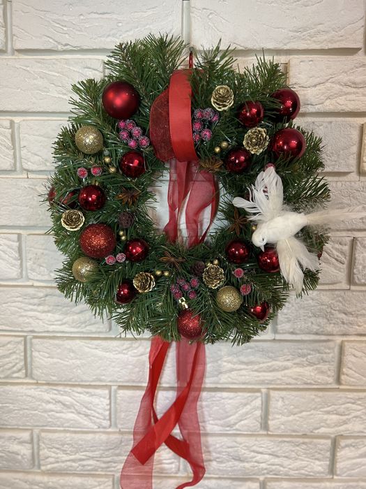 Віночок новорічний, різдвяний декор вінок