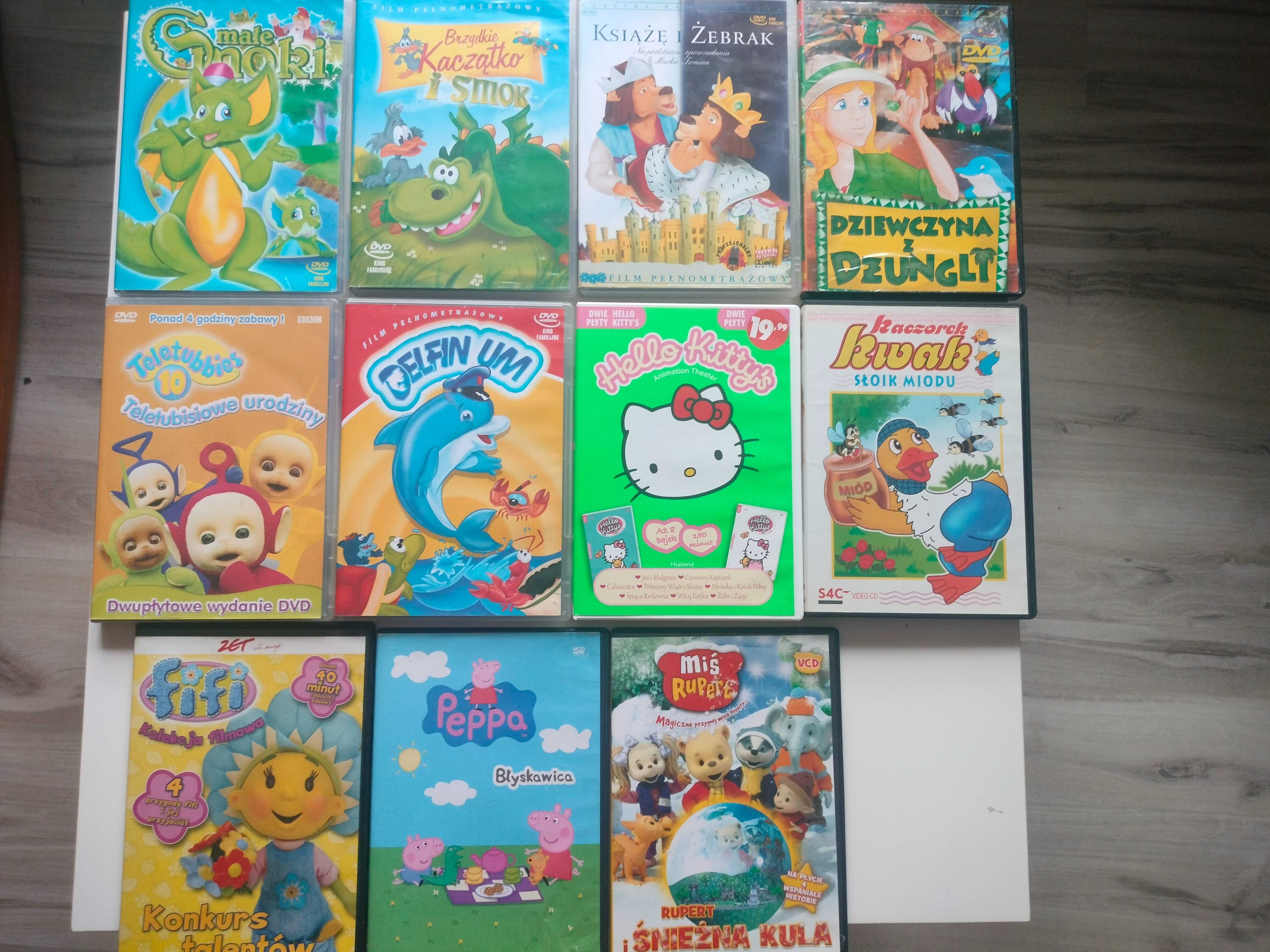 Płyty z bajkami, filmami i bajkami odcinkowymi.