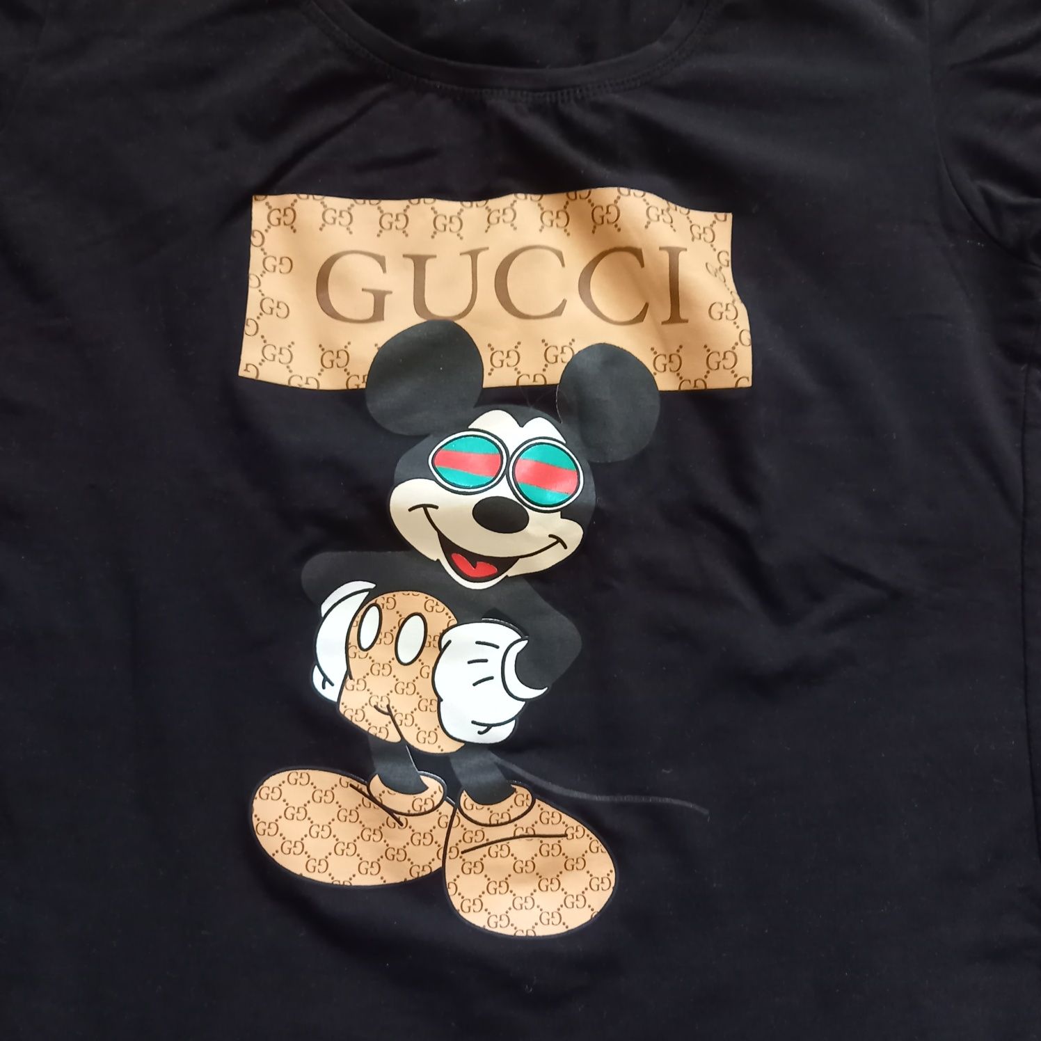 Bluzka Gucci czarna T-shirt elastyczna L Myszka Miki koszulka