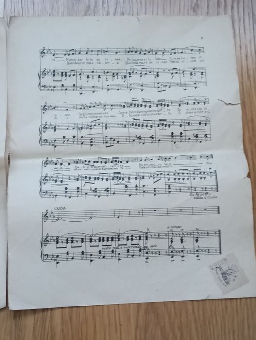 Partitura antiga  As Rosas