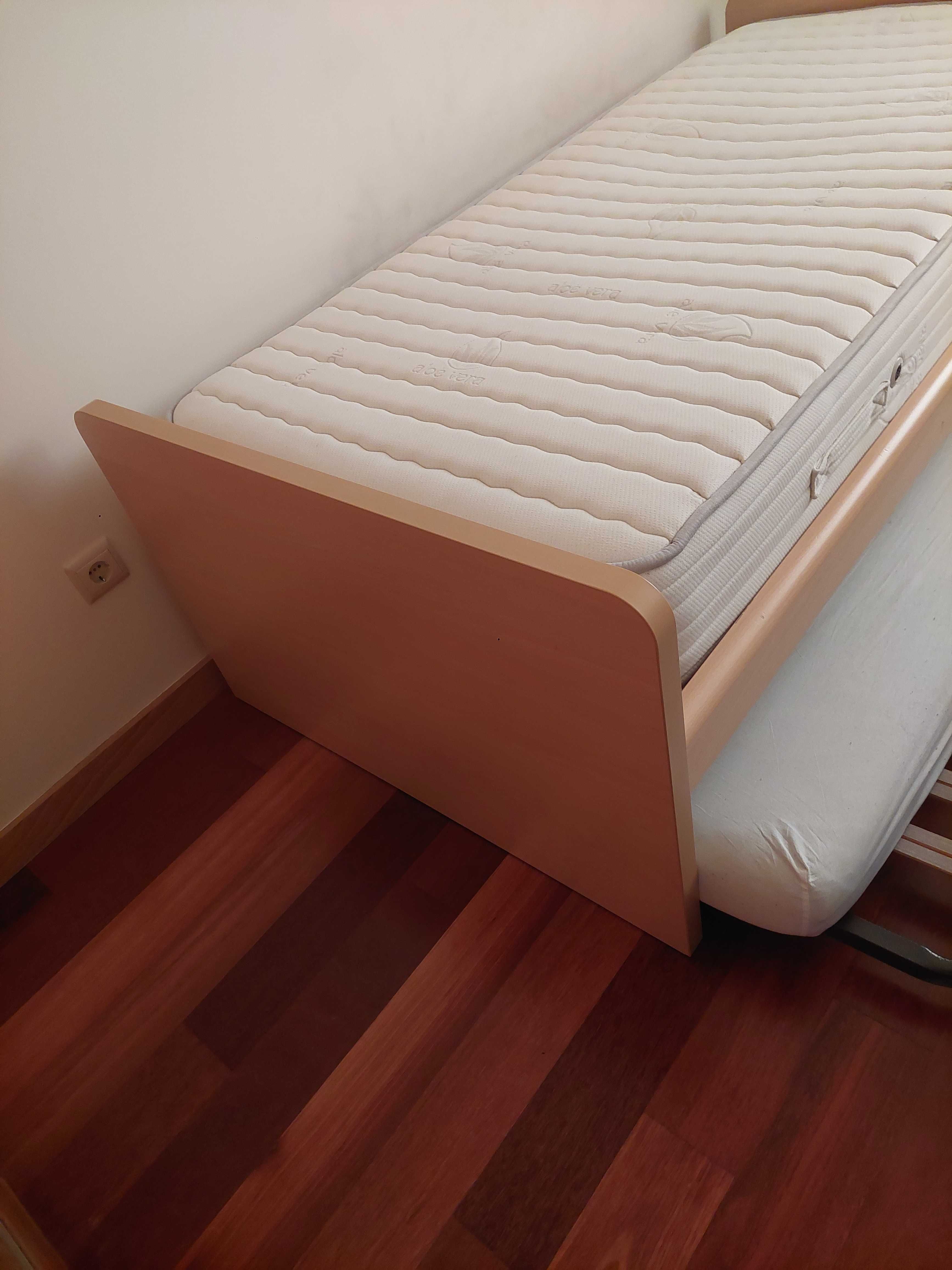Cama solteiro + colchão, com gaveta adic. para colchão ou 2 gavetões
