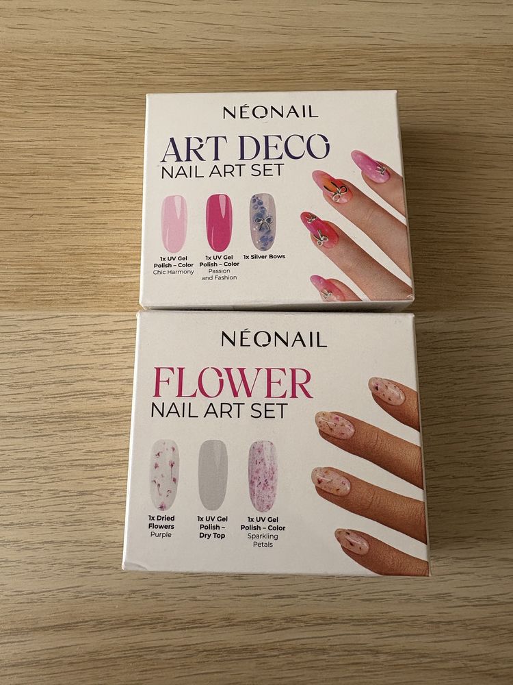 Zestaw do manicure hybrydowego, 2 lakiery i ozdoba, neonail