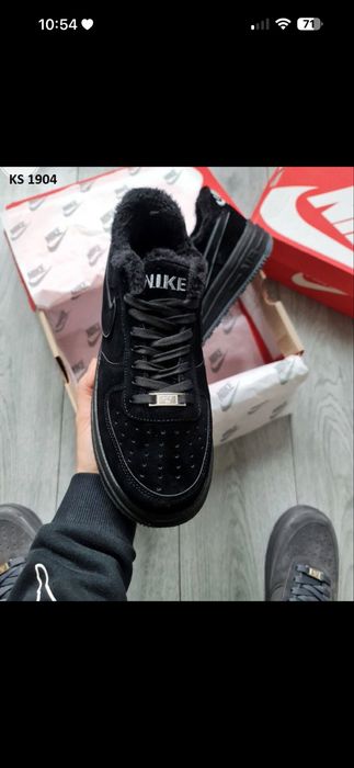 Nike Air Force Low (чорні) ЗИМА