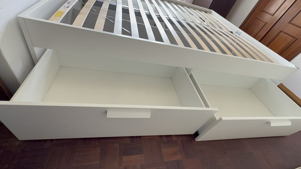 Cama Brimens c/arrumação, branco, 160x200 cm