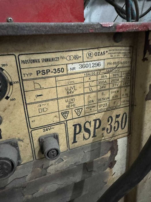 Prostownik spawalniczy OZAS OPOLE typ PSP 350 + MiniTig200 przystawka