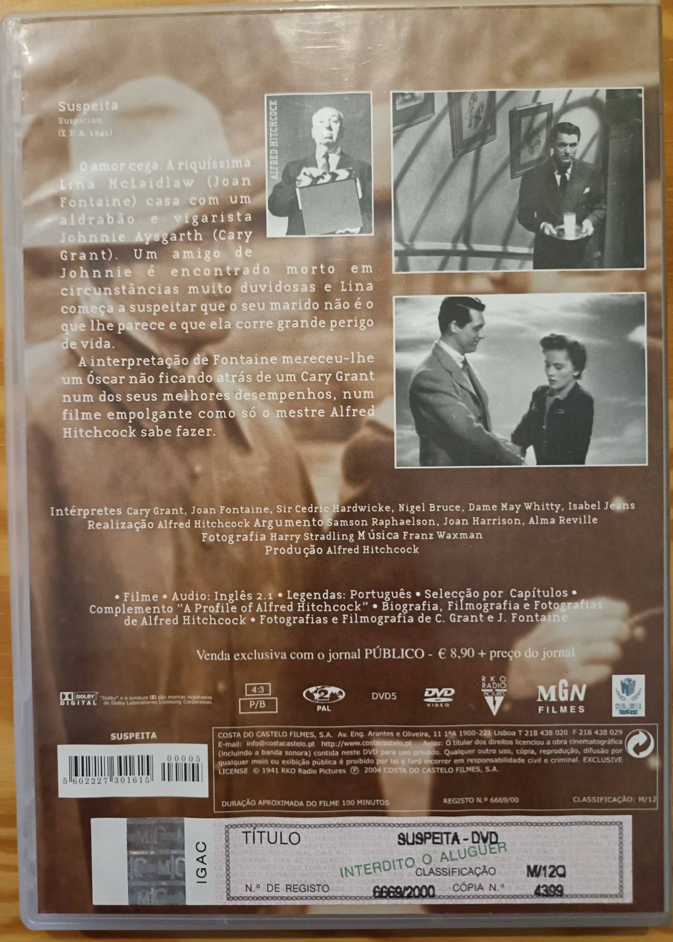 DVD Suspeita, de Alfred Hitchcock