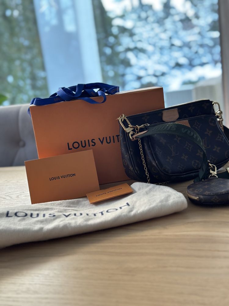 Oryginalna torebka Louis Vuitton Multi Pochette, pasek Khaki